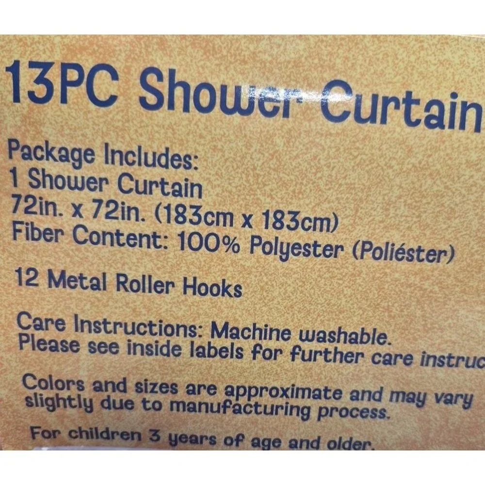 Disney Stitch Shower Curtain Set 72 In X 72 In  -‎ 12 Metal Roller Hooks, New